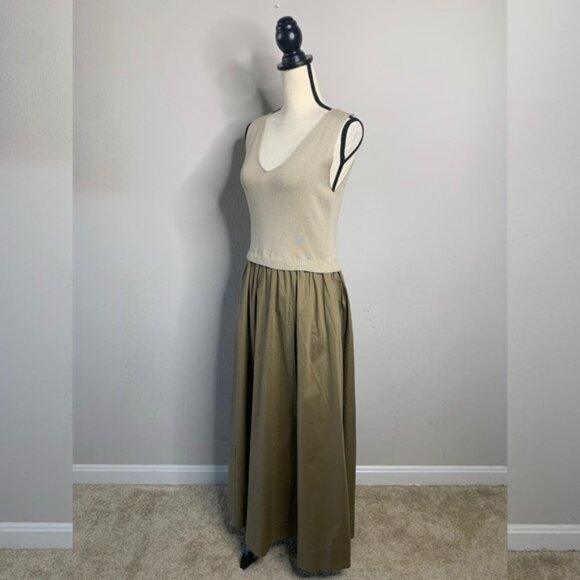 TAYLOR Olive Green Poplin Skirt Midi Dress - Picture 4 of 13